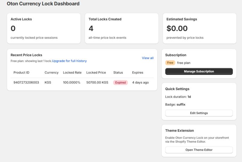 Oton Currency Locker — currency and pricing management in Shopify